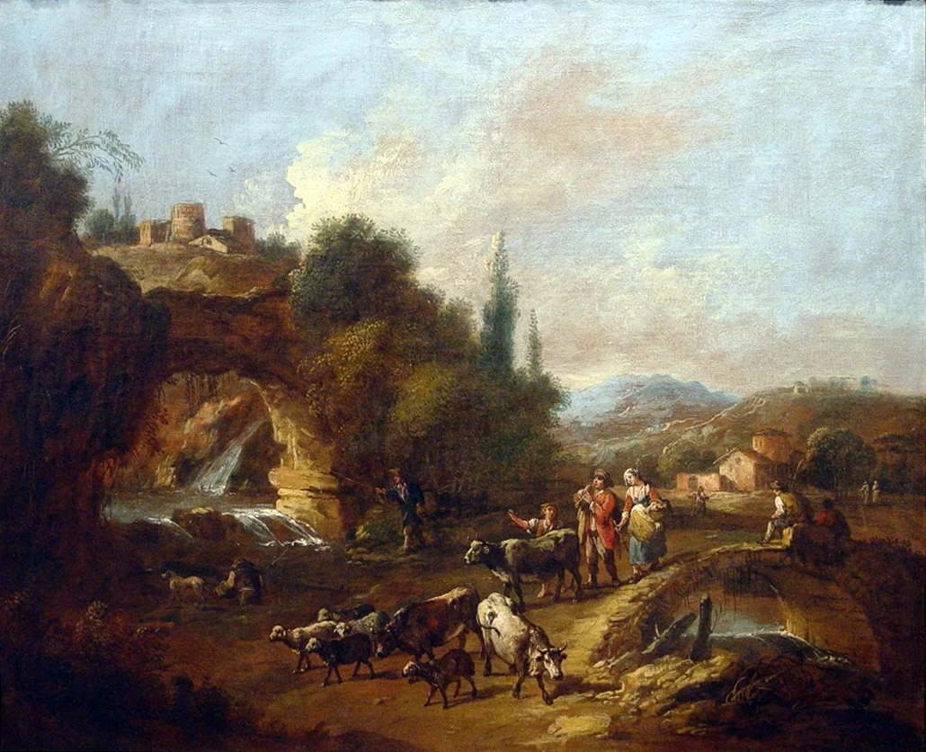 Paesaggio con gregge e pastori flautanti - Milano
